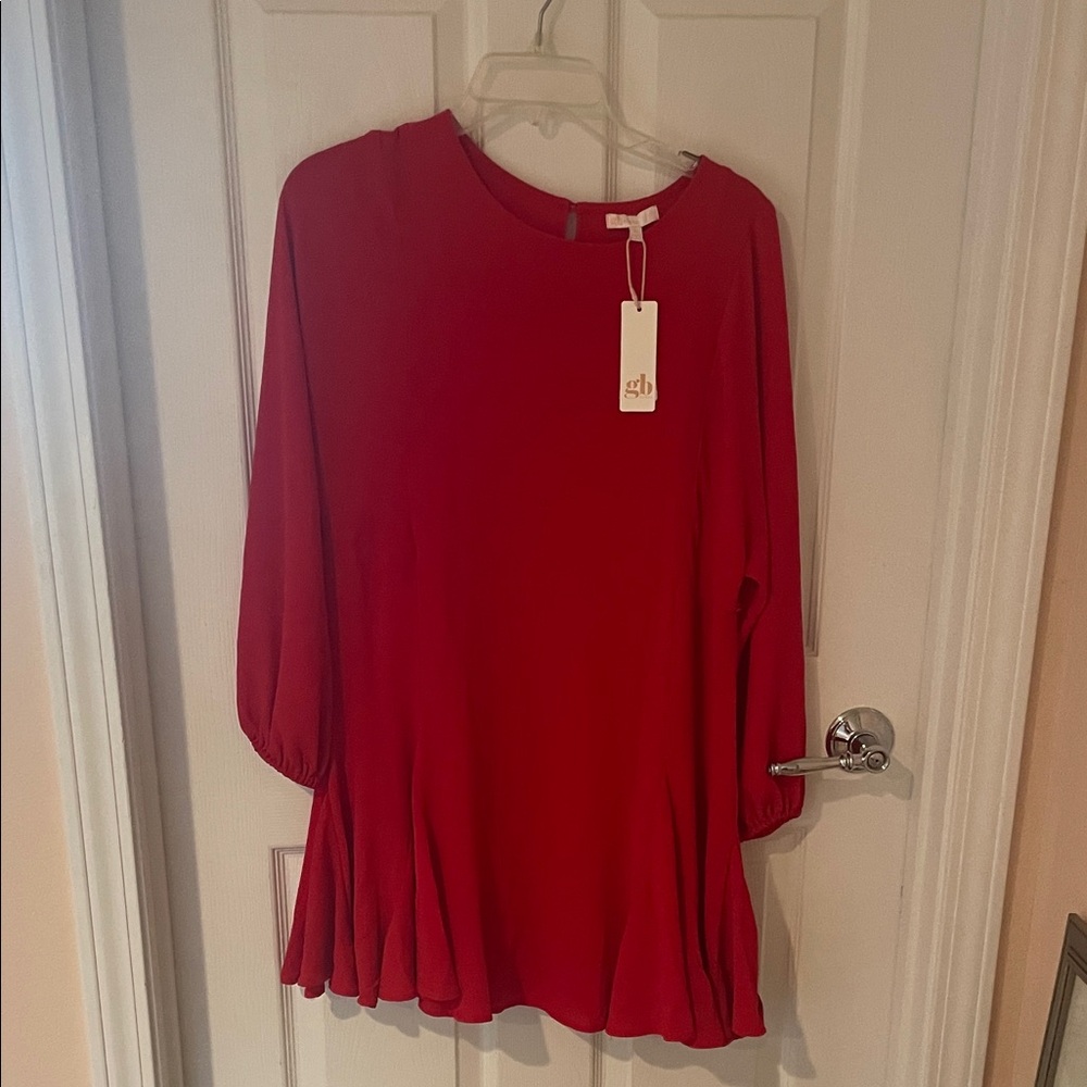 Gianni Bini Ruby Red Long-Sleeve Swing Tunic